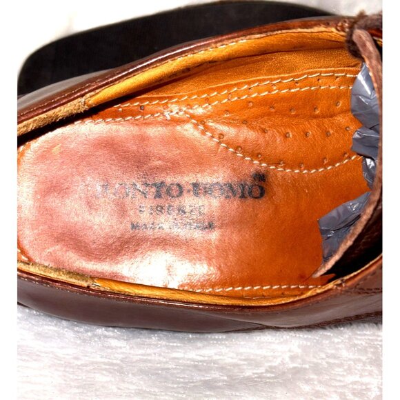 Pronto Uomo Firenze Men’s Size 9 M Brown Leather Cap Toe Italian Leather Oxford - Picture 6 of 7